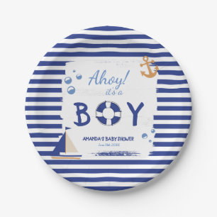Ahoy! Das ist ein Junge! Sailor Marine Blue Baby D Pappteller