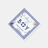 Ahoy! Das ist ein Junge! Sailor Marine Blue Baby D Serviette (Ecke)