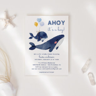 AHOY! Das ist ein Junge! Whale Mama Babydusche Einladung