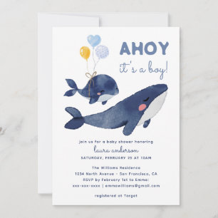 AHOY! Das ist ein Junge! Whale Mama Babydusche Einladung