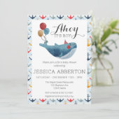 Ahoy, das ist eine Baby-Kinderdusche Einladung (Stehend Vorderseite)