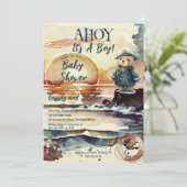 Ahoy, das ist eine Baby-Teddy-Baby-Dusche. Einladung (Stehend Vorderseite)