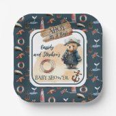 Ahoy, das ist eine Baby-Teddy-Baby-Dusche. Pappteller (Vorderseite)