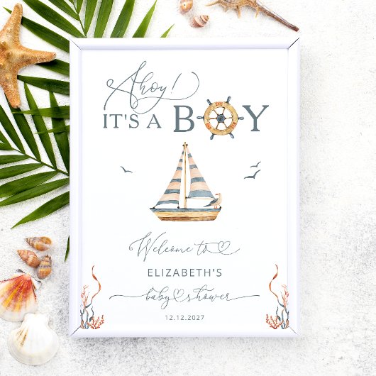 Ahoy! Das ist Junge! Babydusche für Nautical Boat  Poster