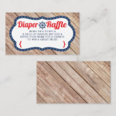 Ahoy Diaper Raffle Ticket, nautisch, blau, rot Begleitkarte (Vorne/Hinten)