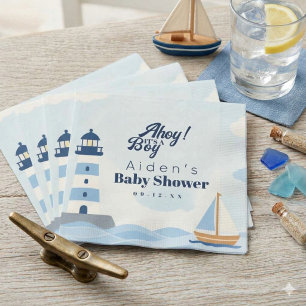 Ahoy, ein Junge, nautische Leuchtturm-Baby-Party Serviette