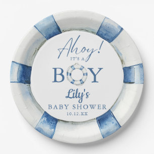 Ahoy, ein Junge! Rettungsring nautische Babyparty Pappteller