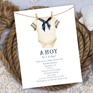 Ahoy, ein Junge: Vintage-Matrose-Anzug-Baby-Party Einladung