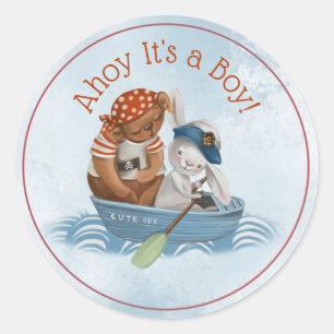 Ahoy, ein Wasserboot Es ist eine Baby-Dusche Runder Aufkleber