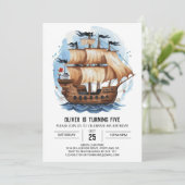 Ahoy Enchanted Waves Pirate Geburtstag Einladung (Stehend Vorderseite)