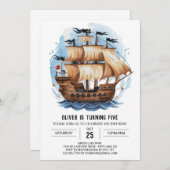 Ahoy Enchanted Waves Pirate Geburtstag Einladung (Vorne/Hinten)