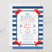 Ahoy Es ist ein Baby Crab Nautical Theme Kinderdus Einladung (Vorderseite)
