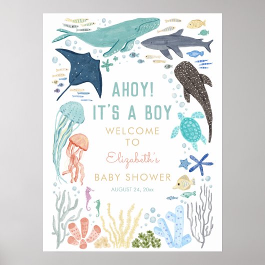 Ahoy Es ist ein Baby-Dusche Begrüßungszeichen Poster (Vorne)