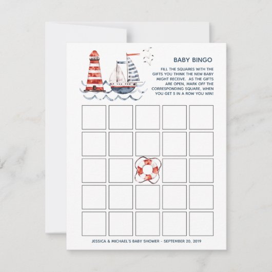 Ahoy Es ist ein Baby-Kinderdusche Bingo Einladung (Vorderseite)