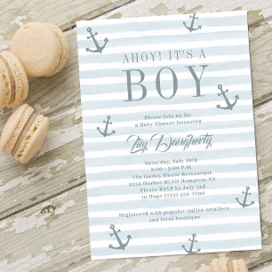 Ahoy Es ist ein Baby Nautical Anchor Blue Baby Dus Einladung