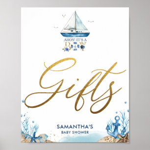 Ahoy Es ist ein Baby Nautical Boat Babydusche Gesc Poster