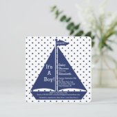 Ahoy! Es ist ein Baby Sailboat Baby Shower Einladu Einladung (Stehend Vorderseite)
