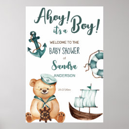 Ahoy es ist ein Baby Teddy Bär Baby Dusche Willkom Poster