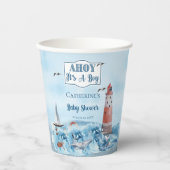 Ahoy Es ist ein Boy Lighthouse Ocean Baby Shower Pappbecher (Vorderseite)