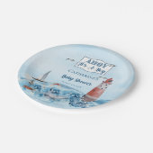 Ahoy Es ist ein Boy Lighthouse Ocean Baby Shower Pappteller (Schrägansicht)