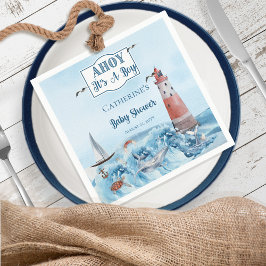 Ahoy Es ist ein Boy Lighthouse Ocean Baby Shower Serviette