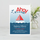 Ahoy es ist ein Boy Nautical Baby Shower Invite Einladung (Stehend Vorderseite)
