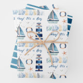 Ahoy! Es ist ein Boy Nautical Themed Customizable Geschenkpapier Set (Beispiel)