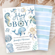 Ahoy, es ist ein Junge - Baby Shower Blau Nautical