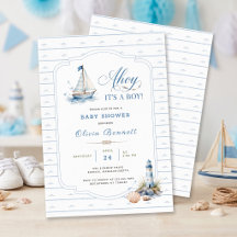 Ahoy, es ist ein Junge - Baby Shower - Blaues Sege