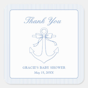Ahoy, es ist ein Junge - Baby Shower Dankeschön Ge Quadratischer Aufkleber