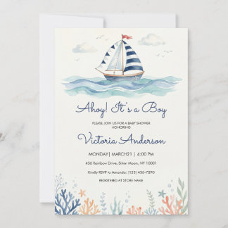 Ahoy, es ist ein Junge, Baby Shower Einladung | Wa