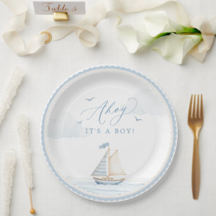 Ahoy, es ist ein Junge, Baby Shower Papier Teller