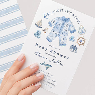Ahoy, es ist ein Junge - Babyparty-Einladung Einladung