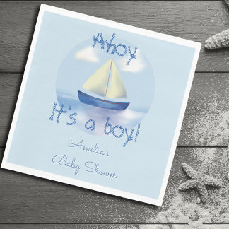 Ahoy, es ist ein Junge! Blaue Babyparty Serviette