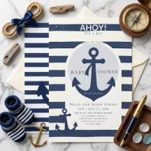 Ahoy, es ist ein Junge, nautische Babyparty-Einlad