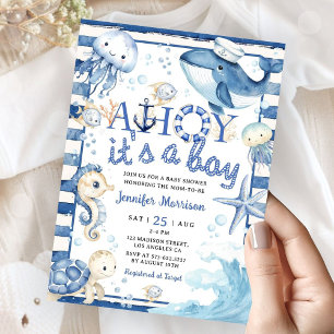 Ahoy, es ist ein Junge, nautische Segler-Baby-Part Einladung