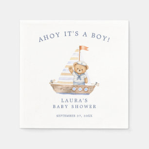 Ahoy, es ist ein Junge, nautischer Teddybär-Baby-P Serviette