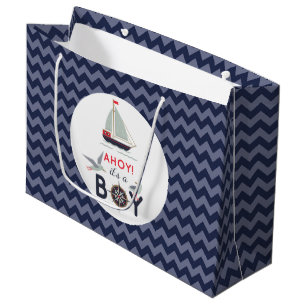Ahoy! Es ist ein Junge Segelboot Nautische Babypar Große Geschenktüte