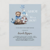 Ahoy es ist ein Junge Teddy Bären Segler Baby Dusc Einladungspostkarte (Vorderseite)