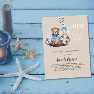 Ahoy es ist ein Junge Teddy Bären Segler Baby Dusc Einladungspostkarte