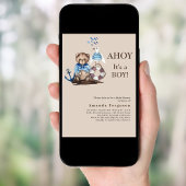 Ahoy es ist ein Junge Teddy Seemann beige Baby Dus Einladung