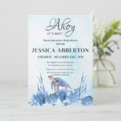 Ahoy Es ist ein Junge unter der Blue-Baby-Dusche. Einladung (Stehend Vorderseite)