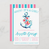 AHOY! Es ist ein MÄDCHEN! Bloral Anchor Baby Dusch Einladung (Vorne/Hinten)