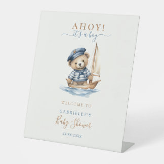 Ahoy es ist eine Baby Baby-Dusche aus Boy Teddy Be Sockelschild