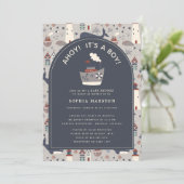 Ahoy Es ist eine Baby-Baby-Dusche aus dem Kinderga Einladung (Stehend Vorderseite)