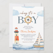 Ahoy Es ist eine Baby-Baby-Dusche für Boy Nautical Einladung (Vorderseite)
