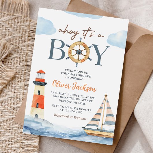 Ahoy Es ist eine Baby-Baby-Dusche für Boy Nautical Einladung