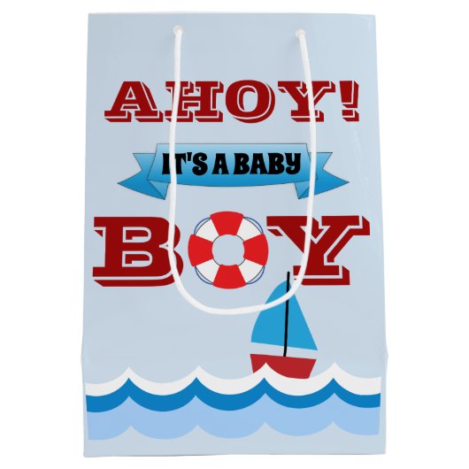 Ahoy Es ist eine Baby Boy Geschenktasche Mittlere Geschenktüte (Rückseite)