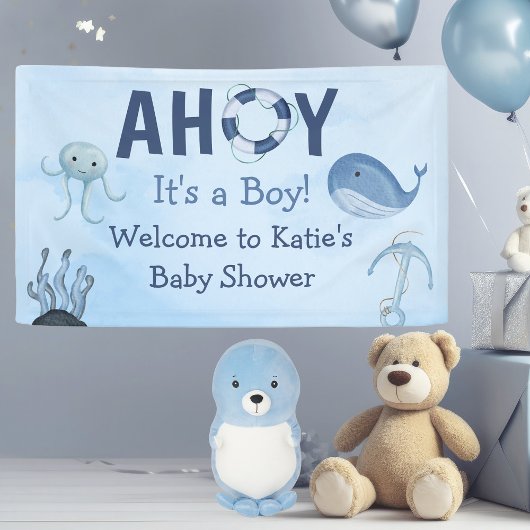 Ahoy Es ist eine Baby-Dusche für junge Meerestiere Banner