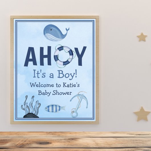 Ahoy Es ist eine Baby-Dusche für junge Meerestiere Poster
